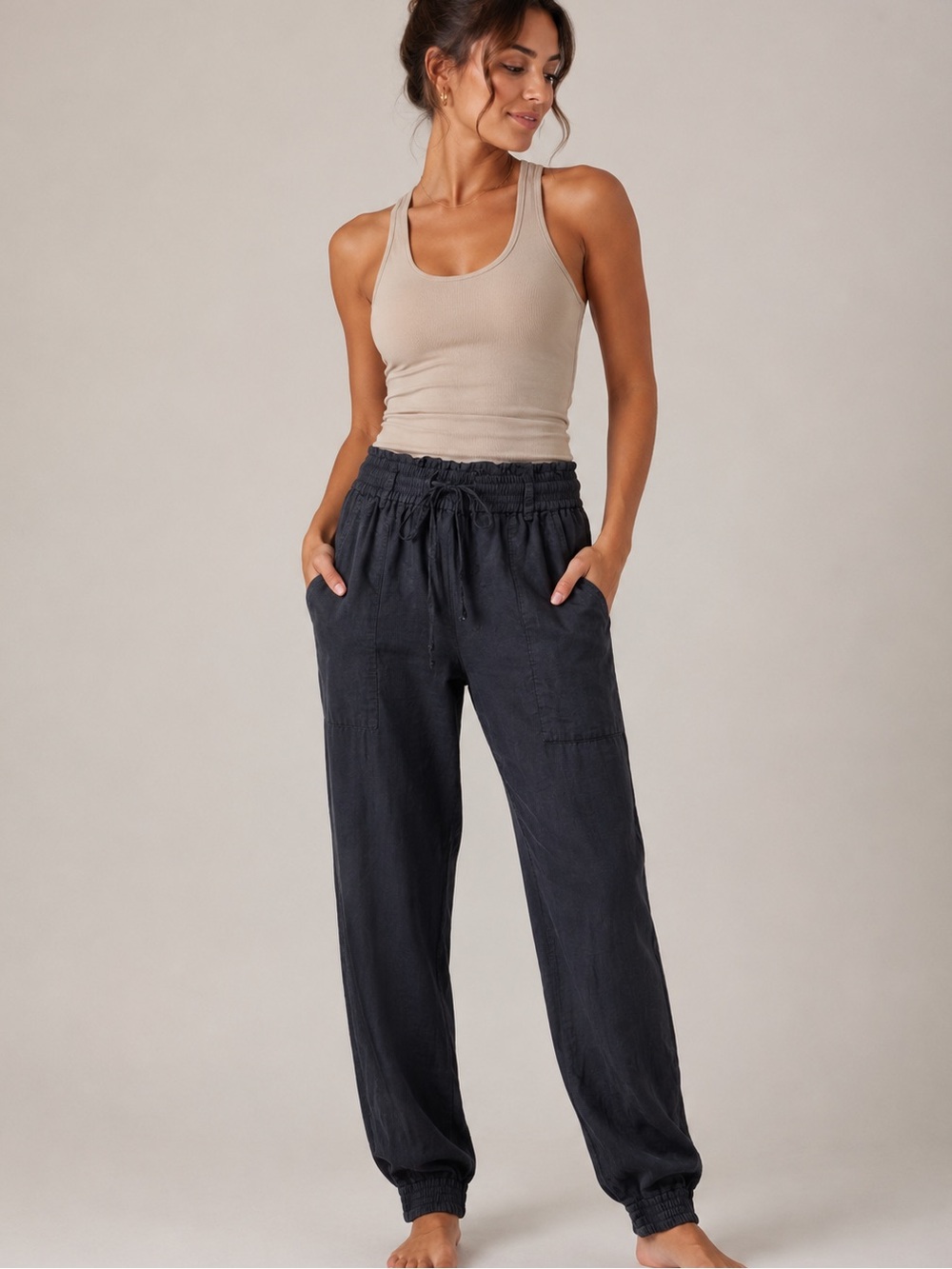 KES Luxury Silk Jogger Pants in Black